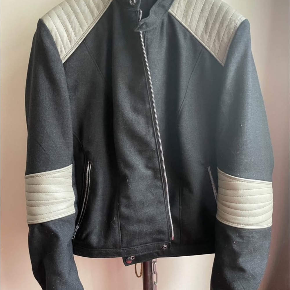 Black and Gray Biker Jacket